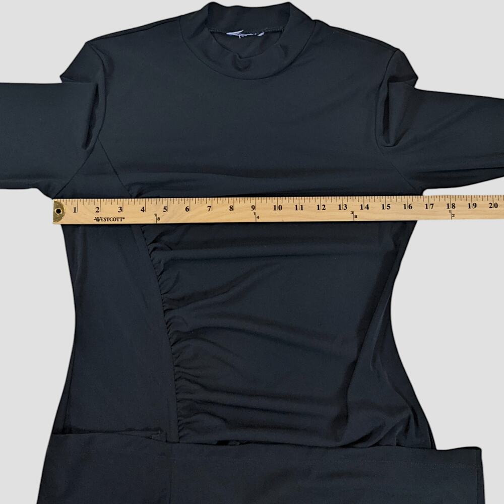 Future Collective Long Sleeve Mock Neck Ruched Black Midi Dress Women’s Medium - Picture 11 of 16